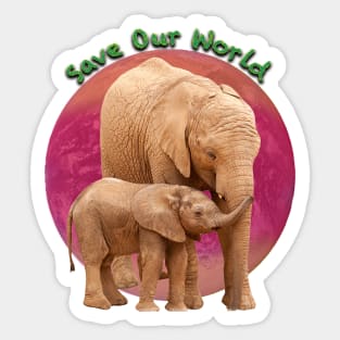 Save Our World - Elephants in Green Sticker